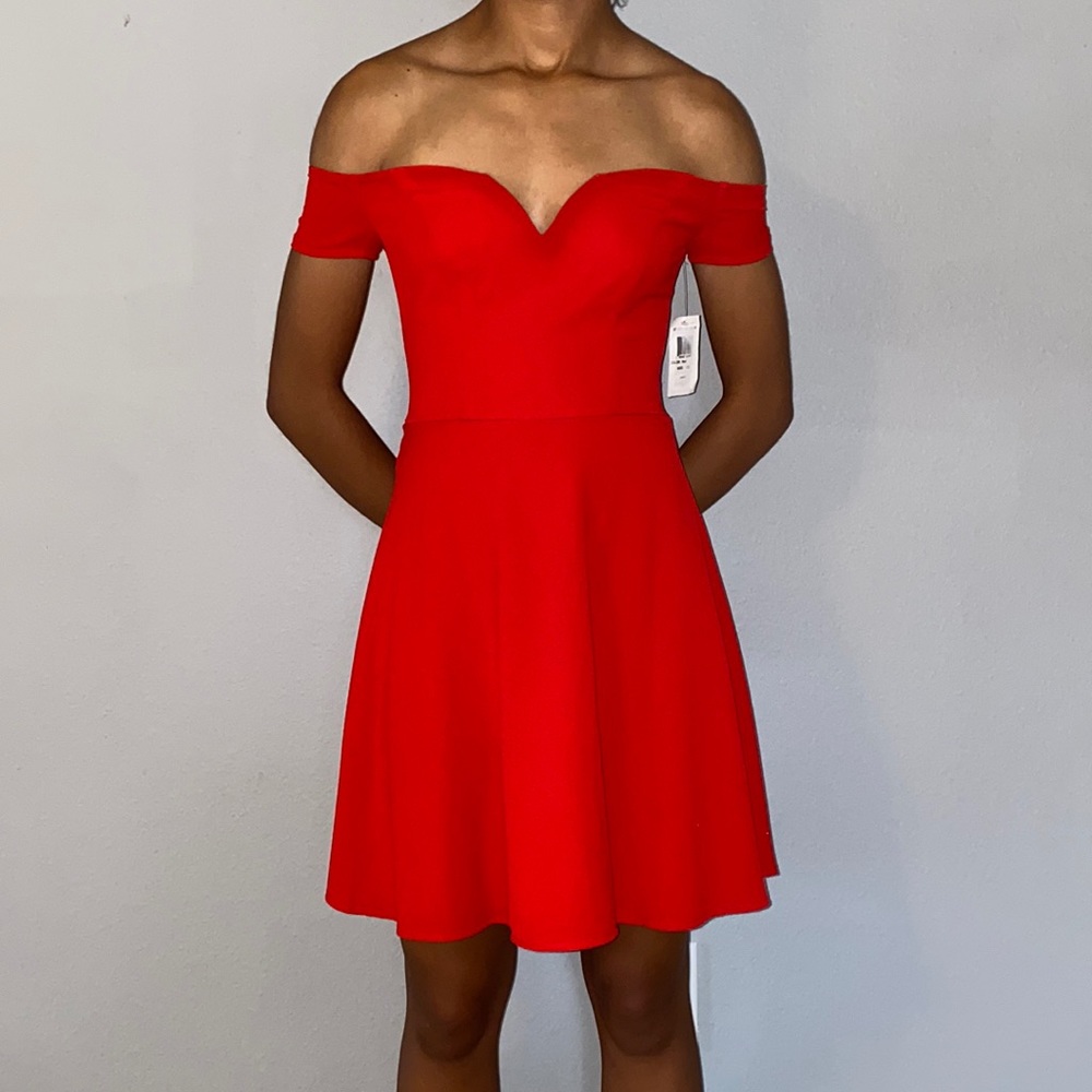 NWT B.Darlin red off the shoulder dress.